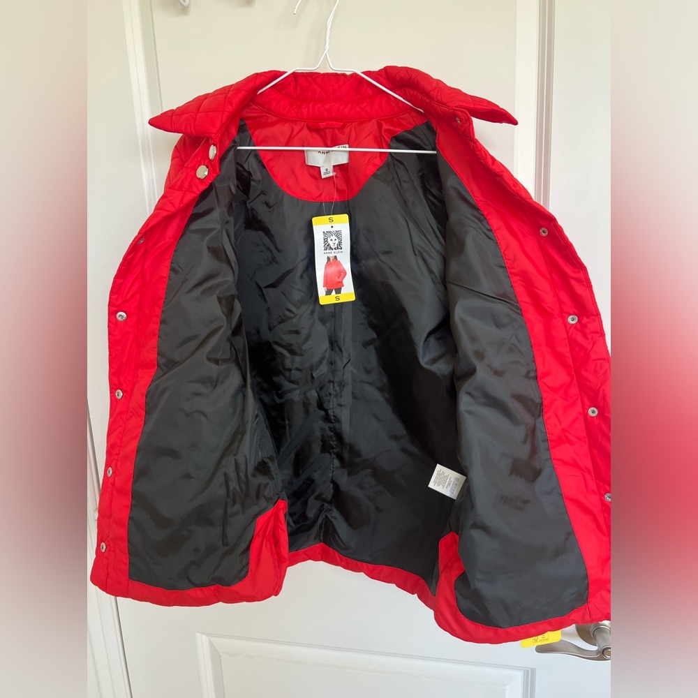 ❤️NWT Anne Klein Women's Mid Weight Quilted Snap Up Red Jacket, Size S - Picture 8 of 11